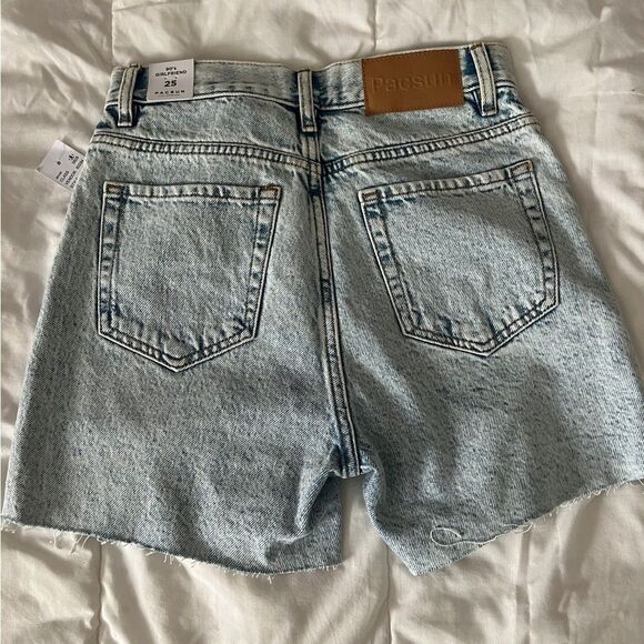 PacSun Light Indigo Ripped High Waisted Relaxed Jorts Waist 25 - Picture 8 of 12